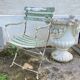 Large 19th century foldable garden armchair in wrought iron and wood