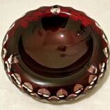 Cut Overlay crystal ashtray Bohemian crystal factory with three notches cigarettes - perfect condition