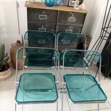 Set of 4 Castelli blue Plia folding chairs