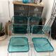 Set of 4 blue Plia folding chairs by Castelli