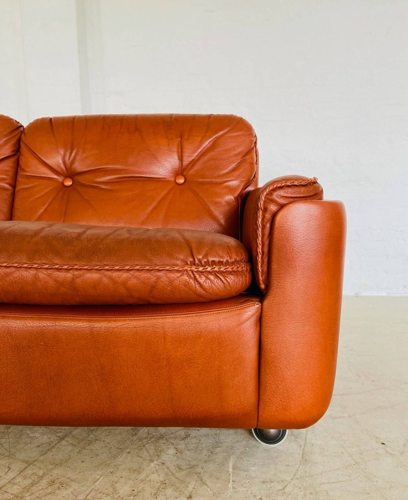 Canapé 2 places vintage danois en cuir cognac du milieu du siècle par Sigurd Resell