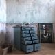 Workshop furniture with drawers, metal and wood