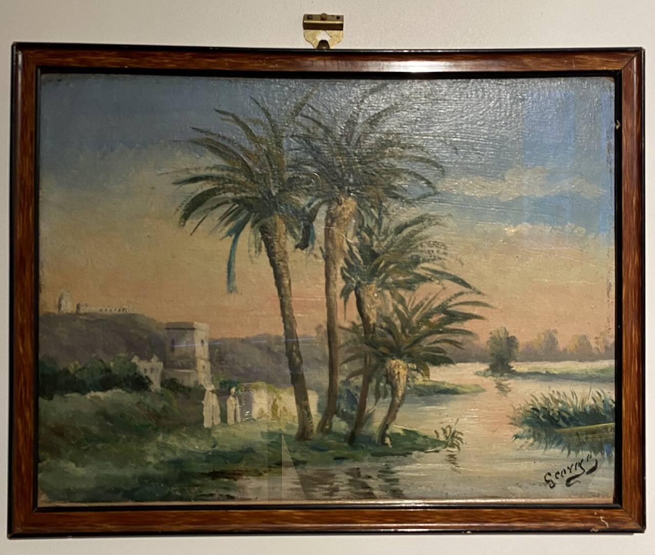 Old painting, orientalist landscape, signed George 20th century