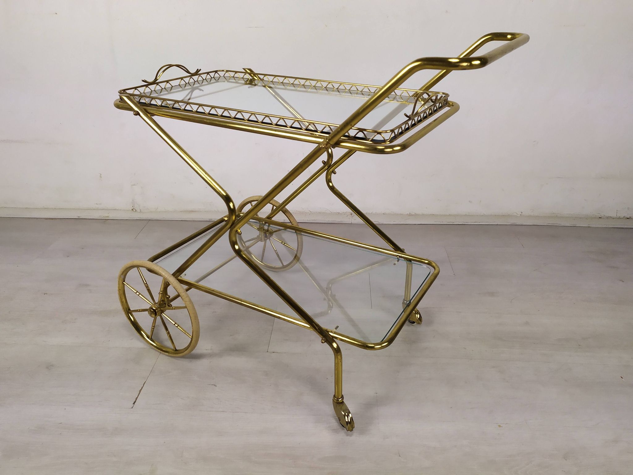Vintage golden brass rolling service