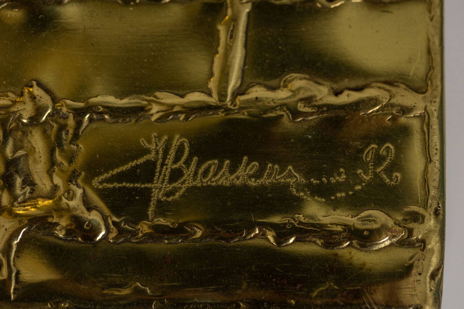 Jacques Duval Brasseur, Large golden brass cactus sculpture. 1992