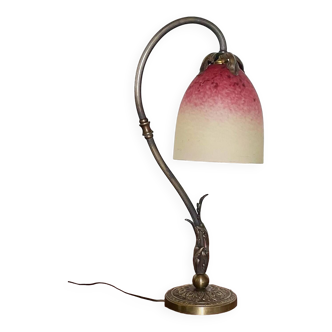 Tulip lamp - Verrerie Schneider - marmoreal glass and brass - 20s/30s