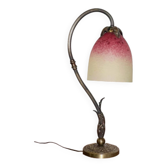 Lampe tulipe - Verrerie Schneider - verre marmoréen et laiton - années 20/30