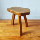 Brutalist tripod stool 1960 solid elm