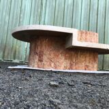 Vintage asymmetrical design coffee table in Mactan travertine stones by Magnussen ponte.