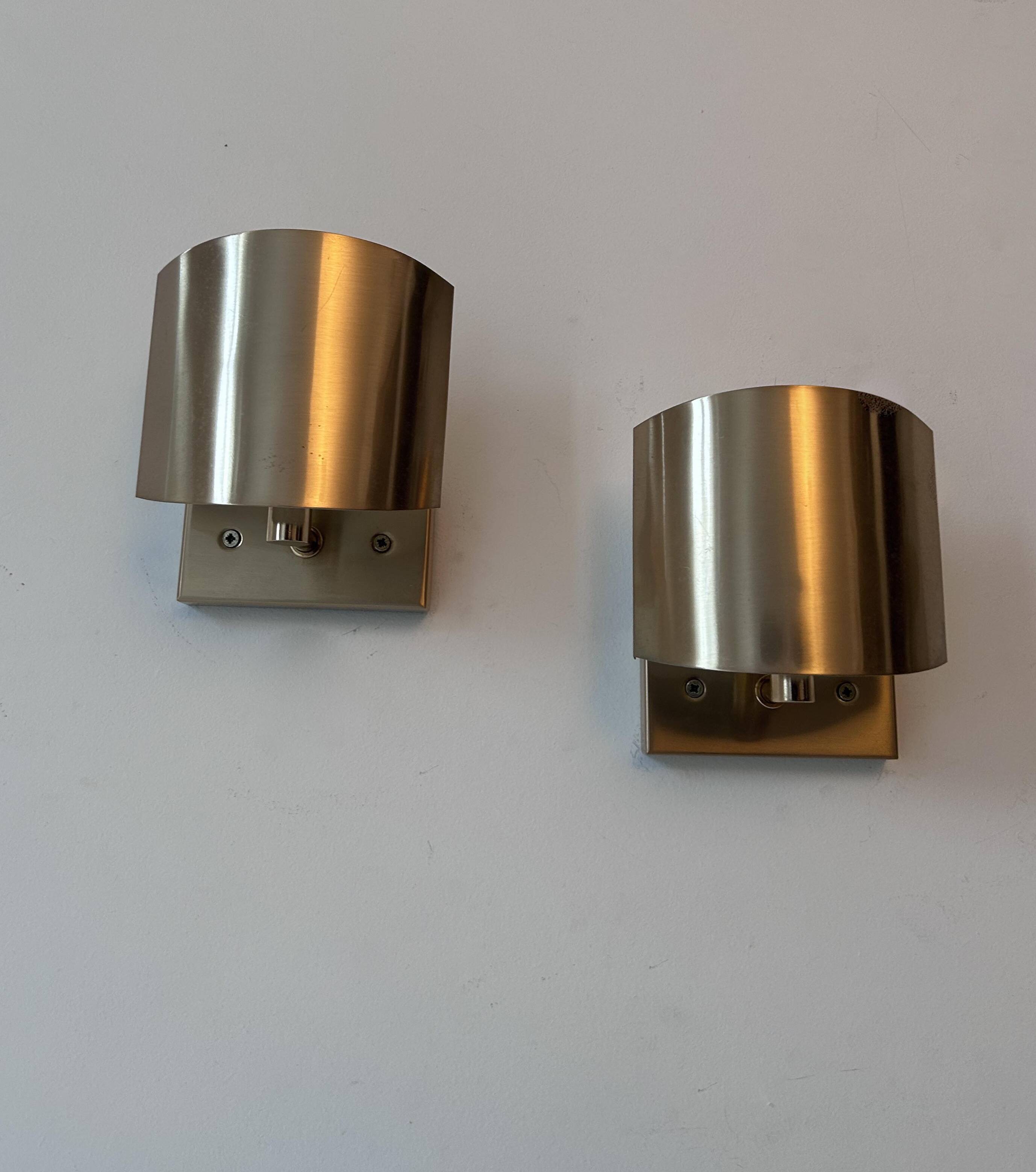 Pair of vintage adjustable wall lights, brass, SCE France 1970