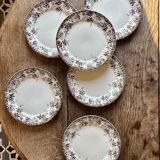 Lot de 6 assiettes à dessert anciennes en terre de fer modèle Alphand de Sa