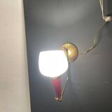 Vintage Brass & Red Adjustable Sconces – Set of 2 (1950s)