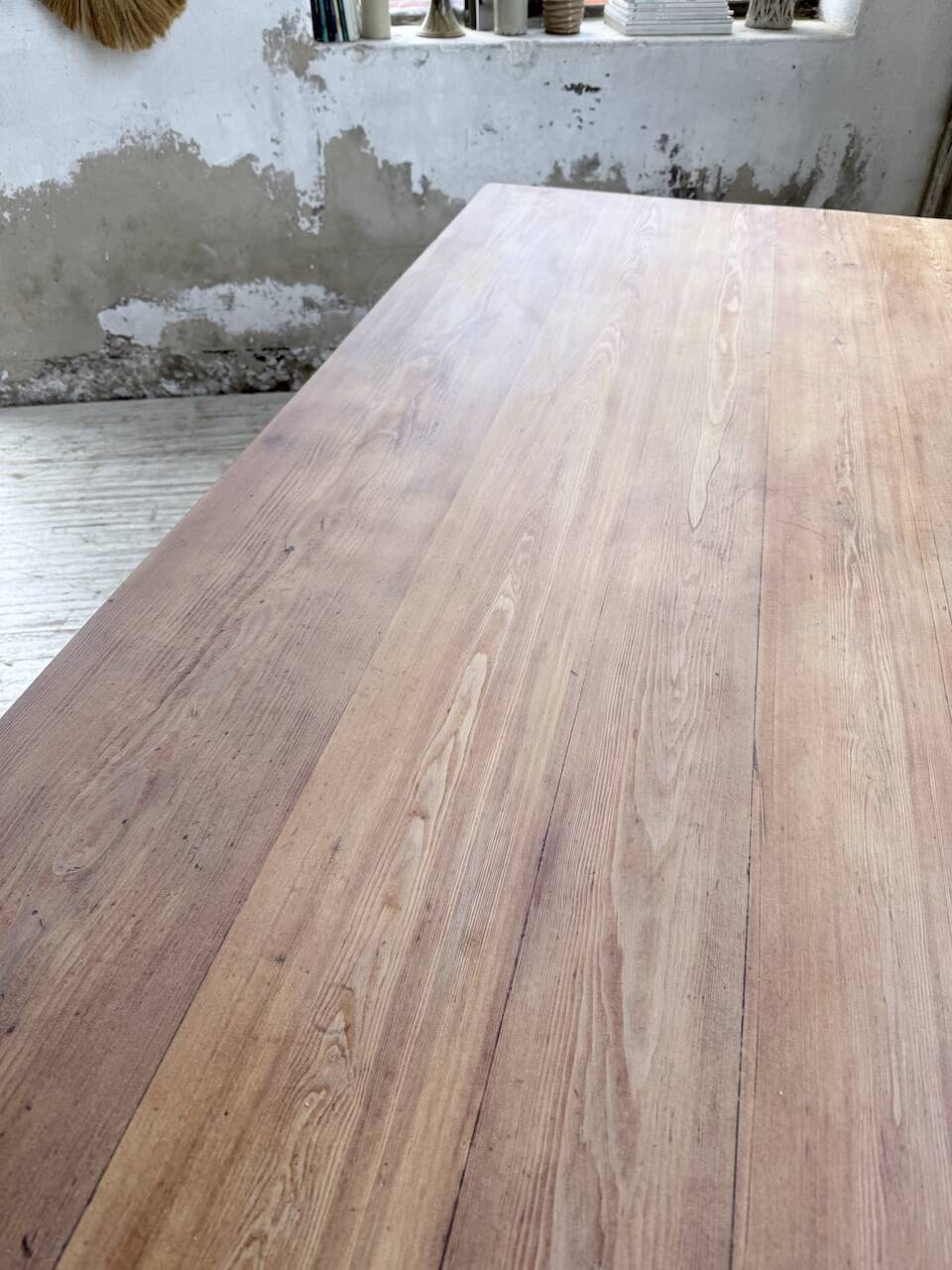 Farm table pitch pine 2 x 1 m from the 1950s