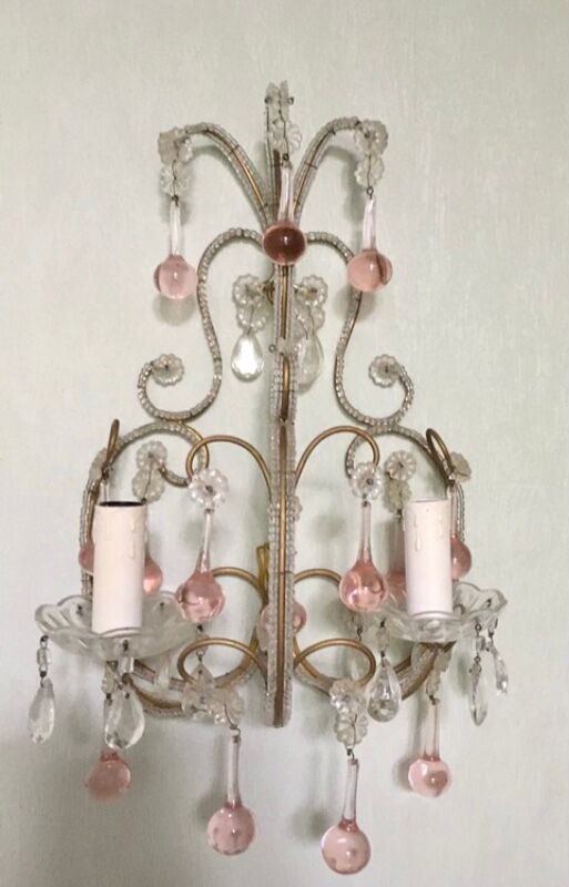 Pairs of Murano crystal wall lamps 1940