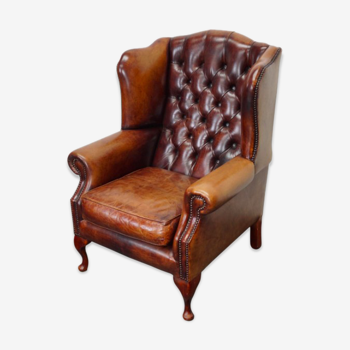 Vintage club armchair in cognac leather style Chesterfield Netherlands