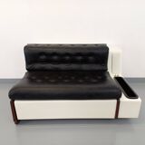 Vintage sofa bed bench with integrated lighting, Italian design Beka Tortuga, in skai, fiber