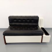 Vintage sofa bed bench with integrated lighting, Italian design Beka Tortuga, in skai, fiber