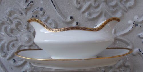 1 saucière 2 raviers Limoges porcelain golden border
