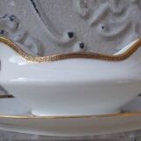 1 saucière 2 raviers Limoges porcelain golden border