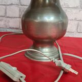 pairs of tin lamps and pleated lampshades h40x26 electricity to super condition standards