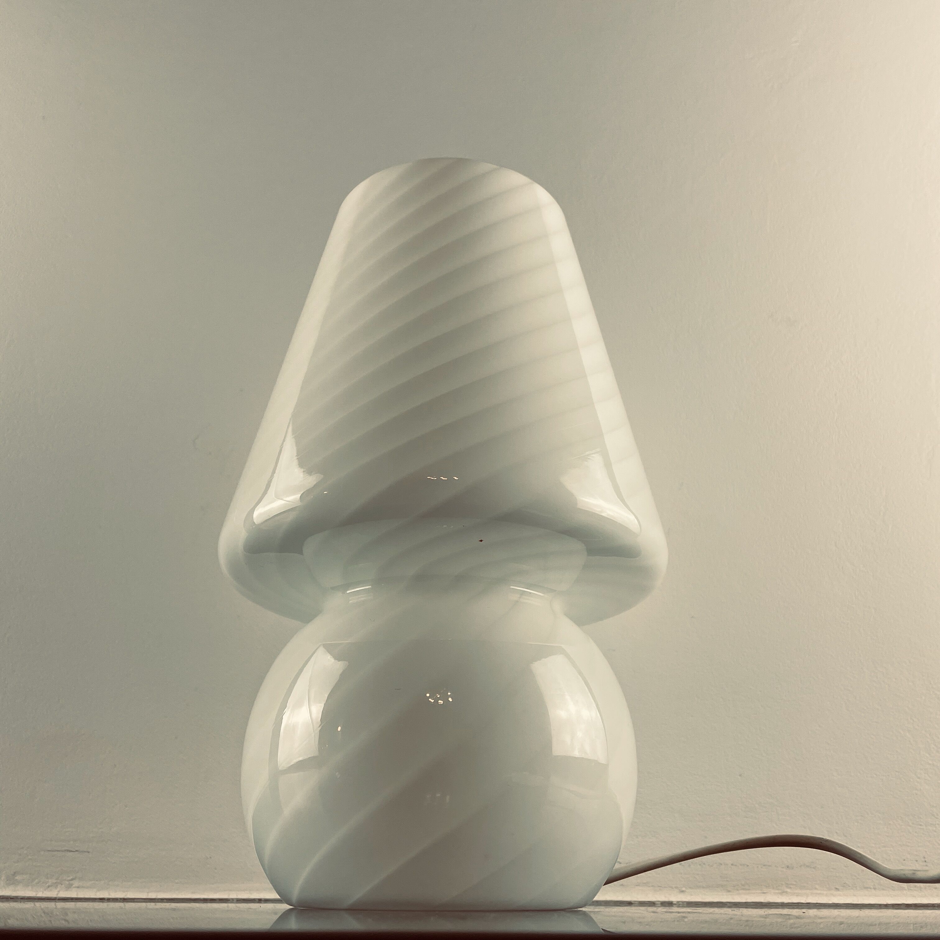 Murano glass mushroom lamp, Swirl, 1970