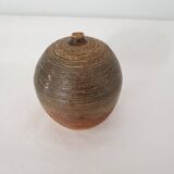 Ceramic soliflore vase in the shape of a ball signed GH GII (Signature to be identified)
