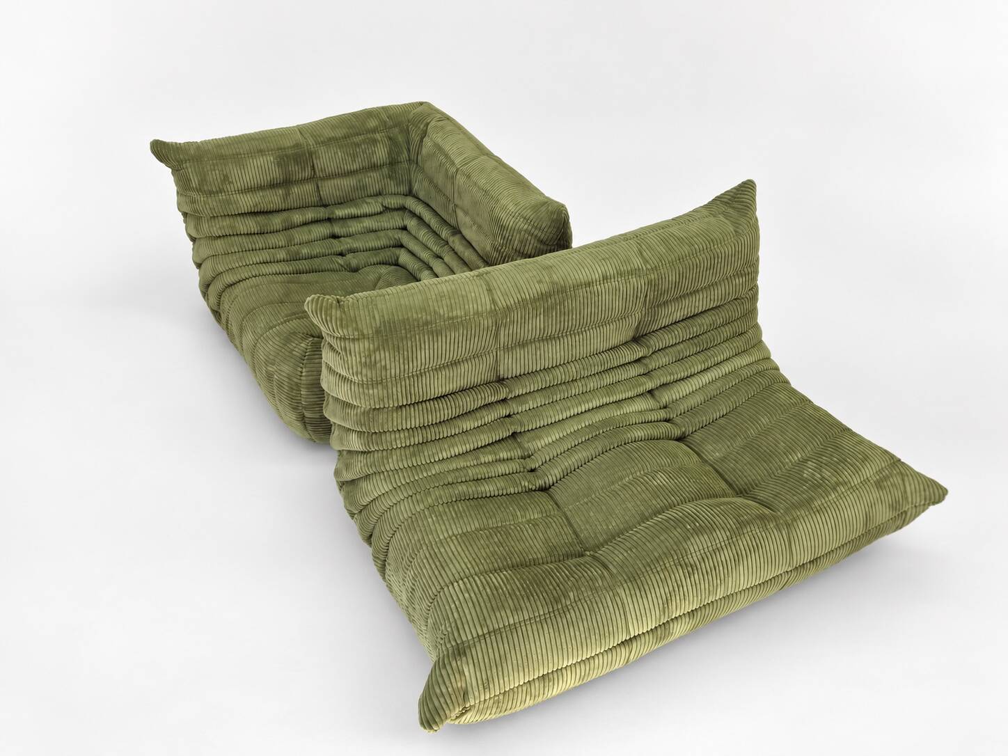 Michel Ducaroy for Ligne Roset Olive Togo 2-seat Sofa and corner seat, Set of 2