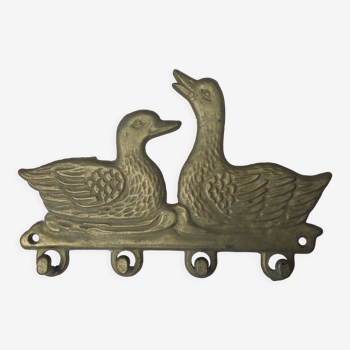 Brass key rack couple of ducks