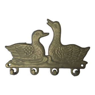 Porte clés en laiton couple de canards