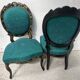 Pair of Napoleon III chairs in black lacquered wood, 19th century.