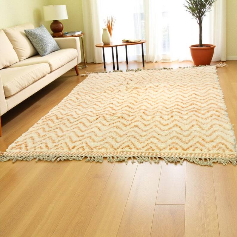 Tapis bérbere écru à motifs géométriques 250cmx150cm