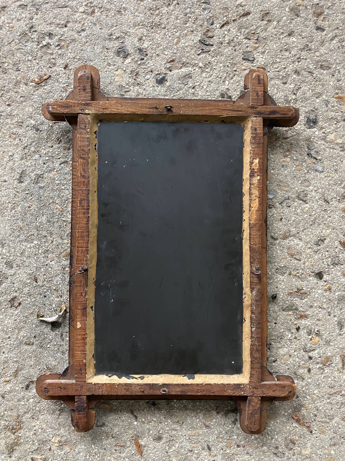 Tramp Art Wall Mirror - Hand-carved 19th Century