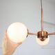 Mid-Century Modern Italian Chandelier in Copper and Opaline Glass, 1960s