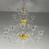 Murano Glass Venetian Chandelier, Colorless, Three Levels of Light
