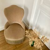 Beige velvet armchair
