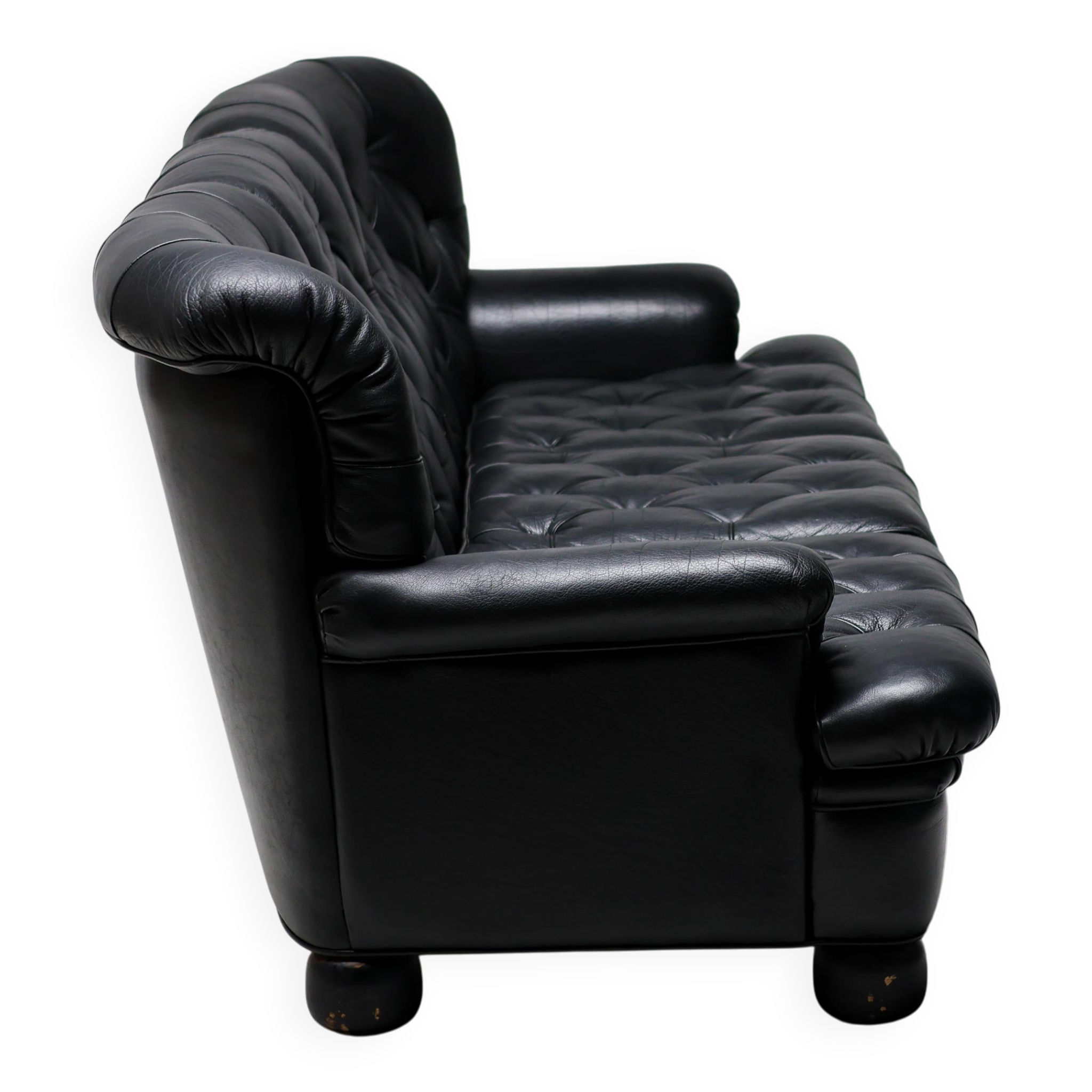 Three-seater sofa "Jupiter" in black leather by Arne Norell, Sweden, 1960.