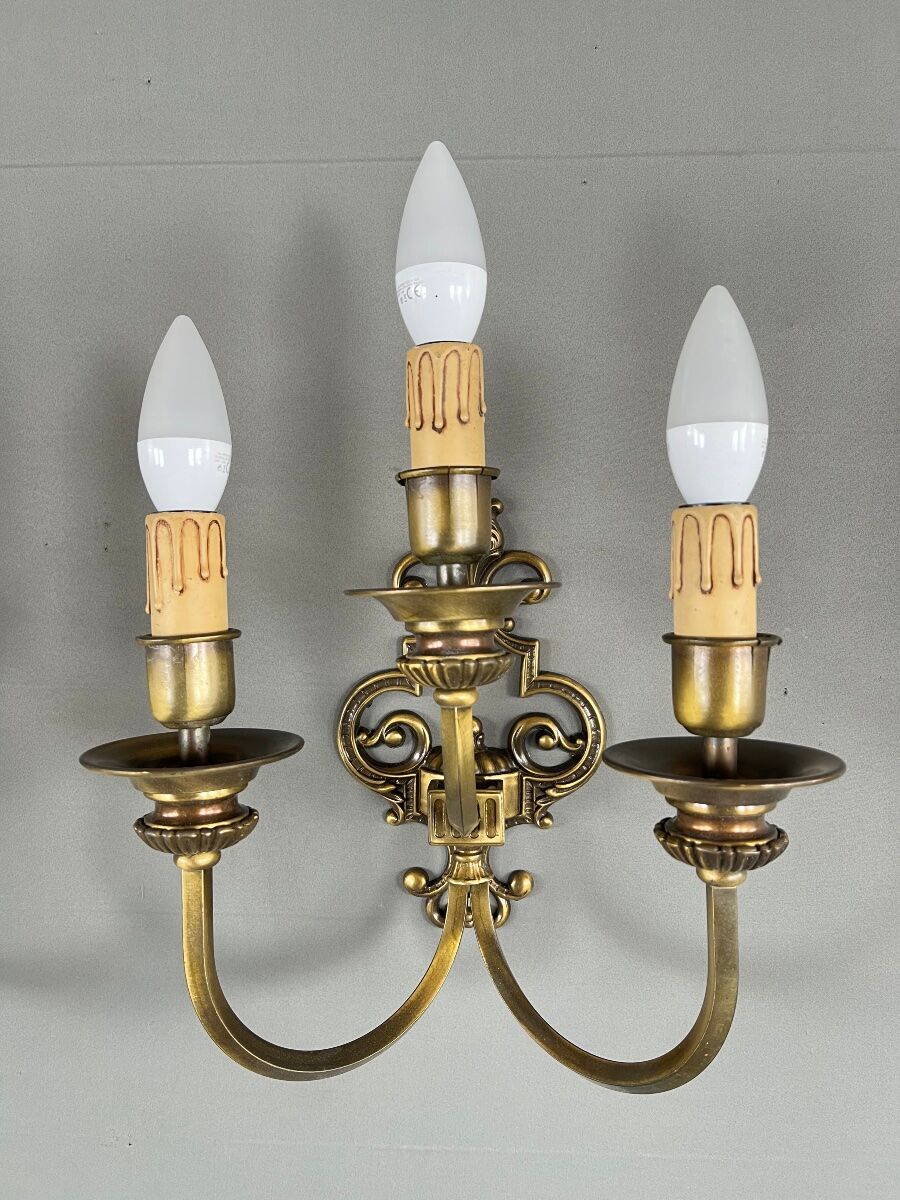 Pair of wall sconces in brass, 20th Century