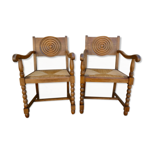 Paire de fauteuils néo-basques,