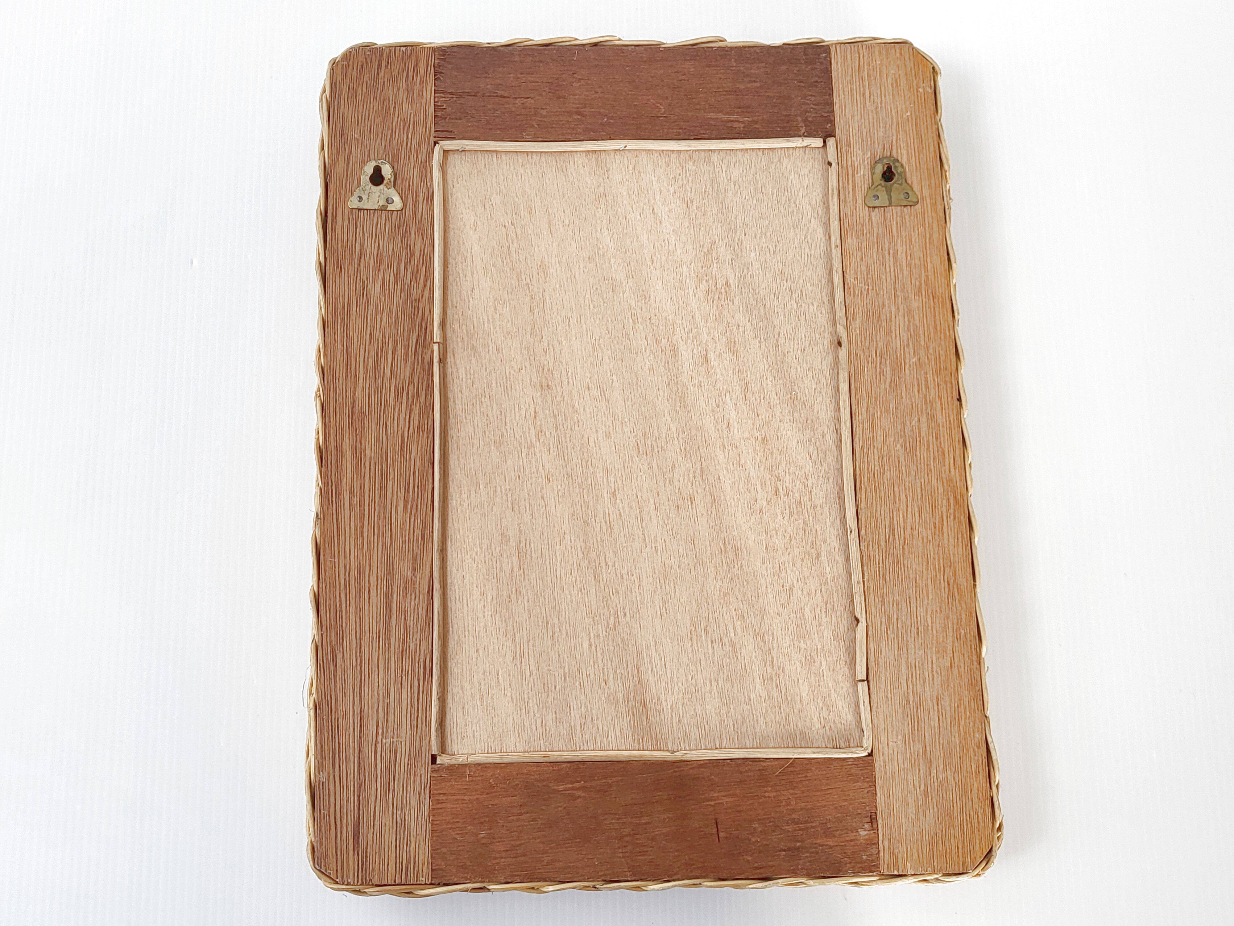 Vintage rattan mirror 1960