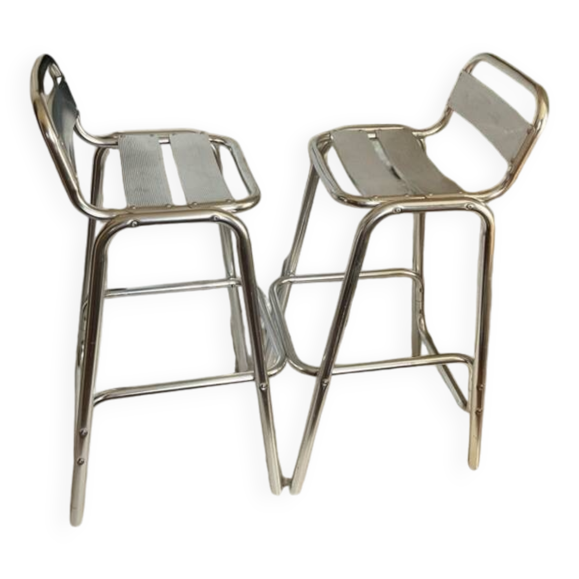 Pair of aluminum high chairs