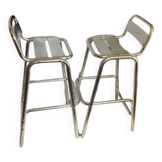 Paire chaises hautes en aluminium