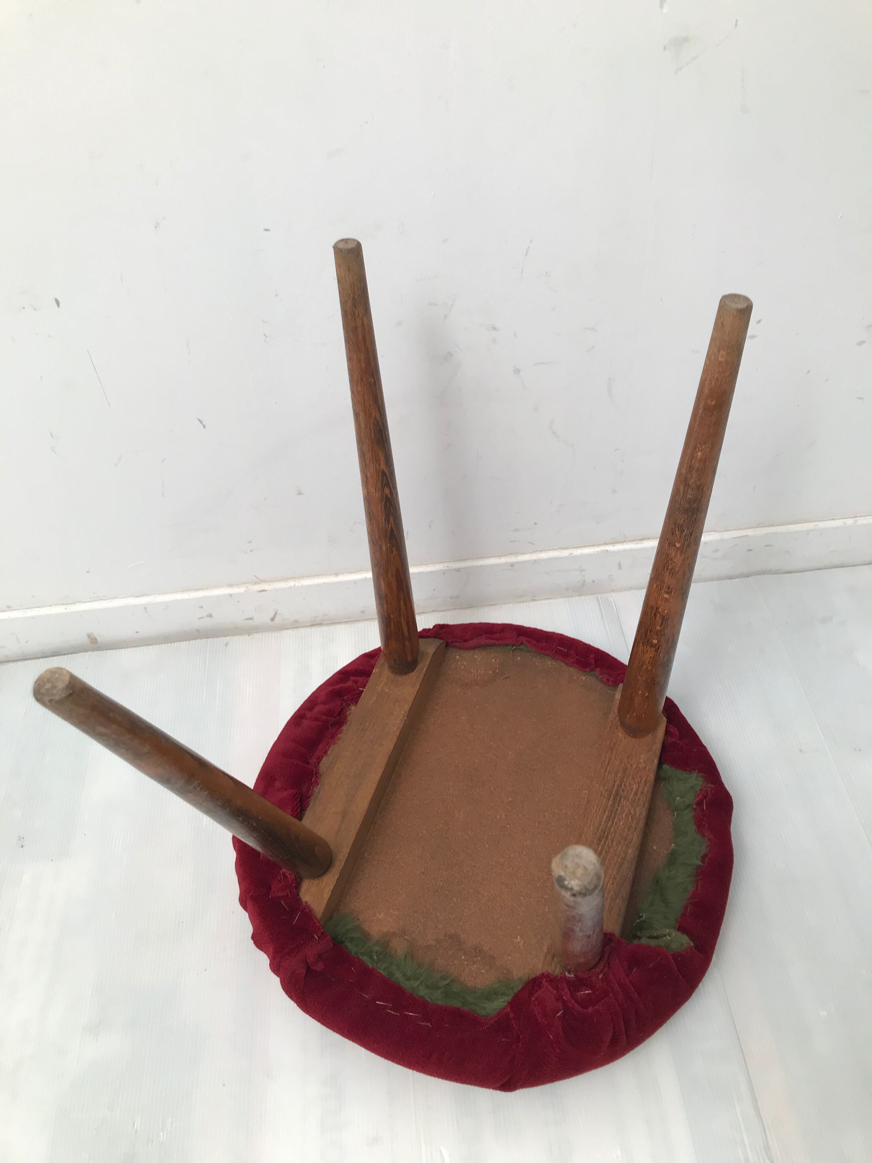Tabouret de piano tissu velours vintage