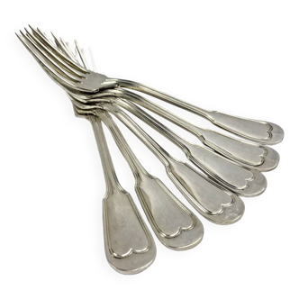 6 Ercuis Filet Chinon table forks in silver metal