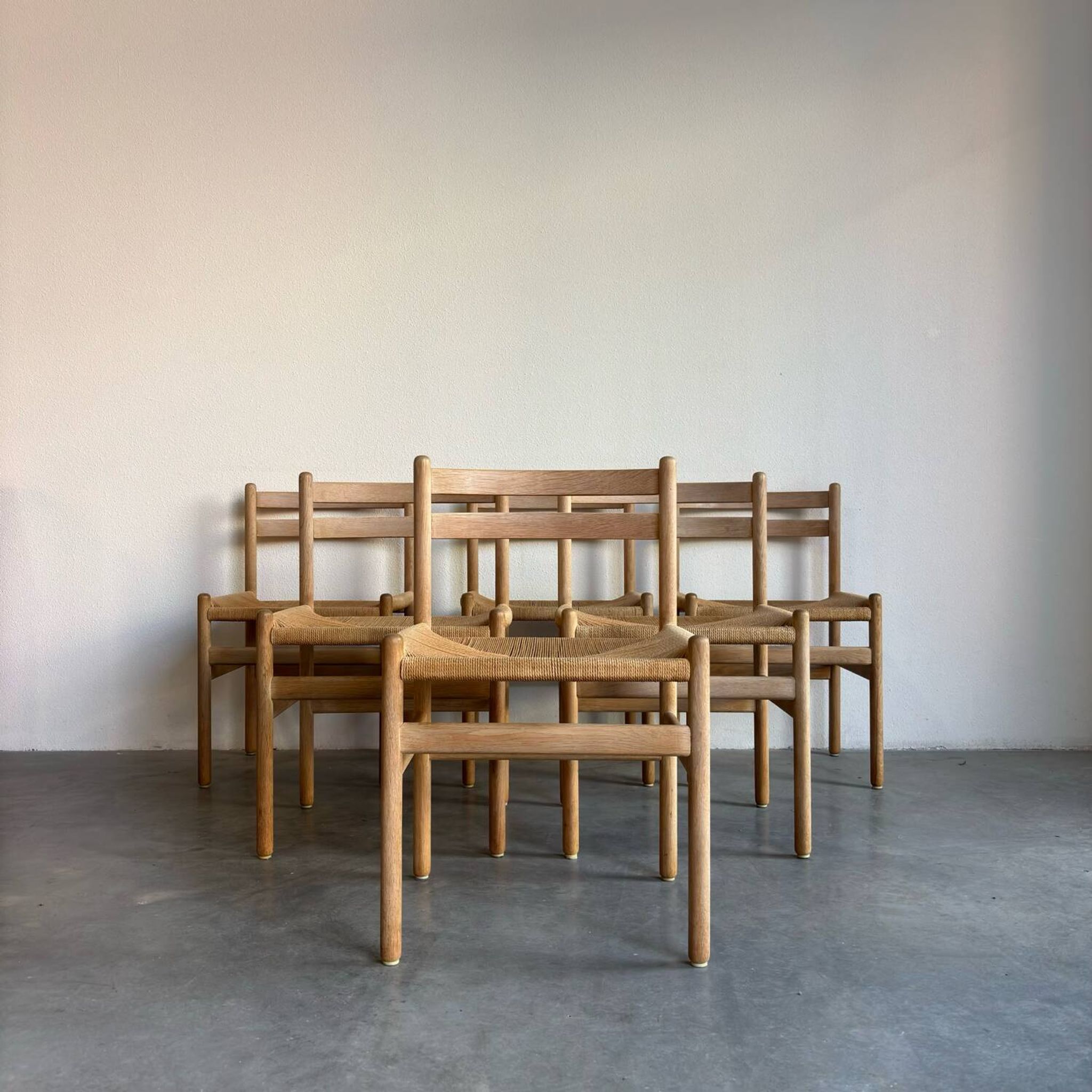 Ensemble de 6 chaises vintage en corde de papier Kurt Ostervig