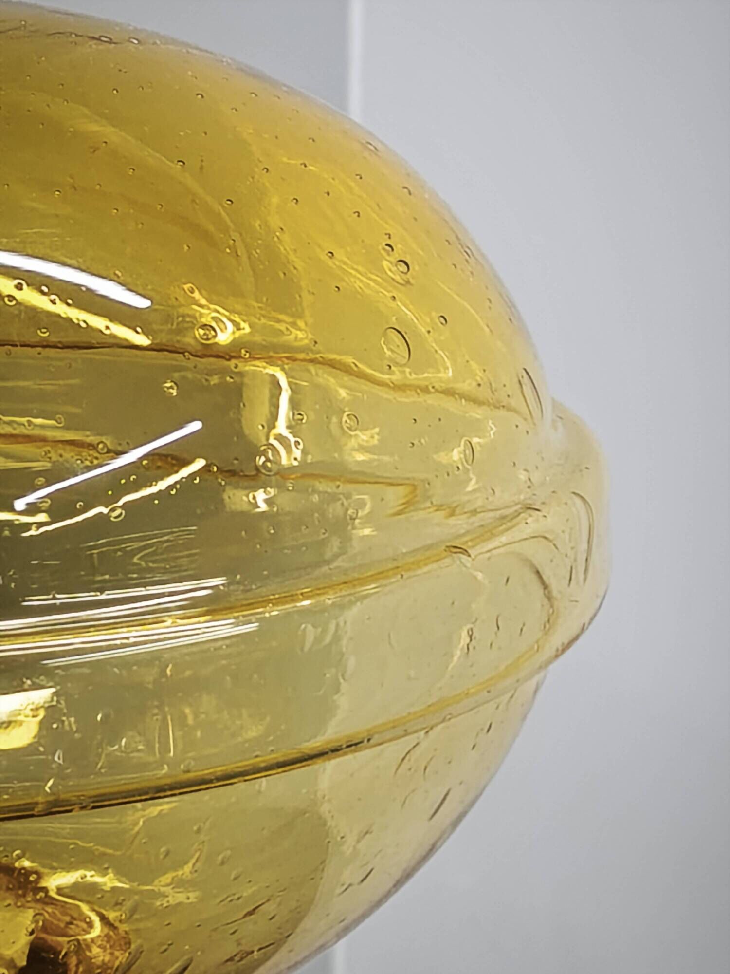 Pair of Brass and Amber Glass Floor Lamps from Kamenický Šenov, 1970s