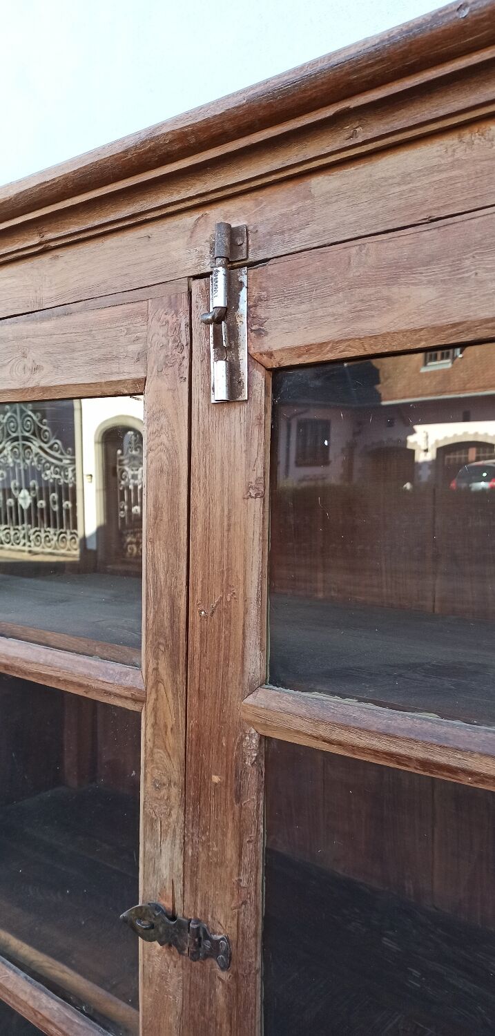 Old wooden glass cabinet