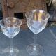 4 verres à vin art déco, motif floral ciselé, verre et cristal