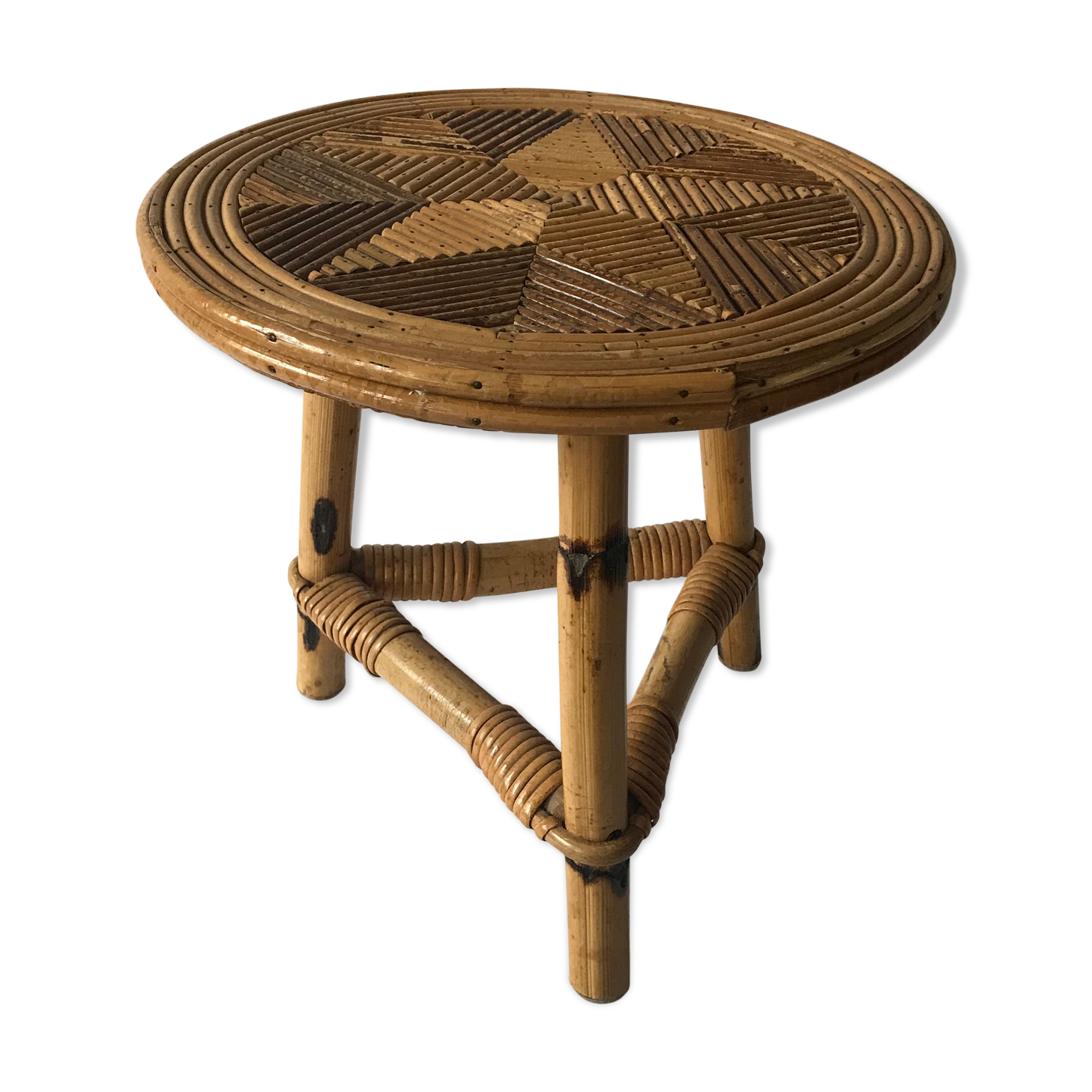 Rattan side table