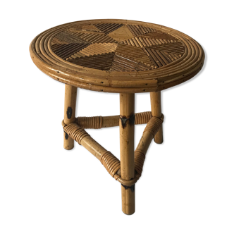 Rattan side table