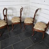 4 Louis Philippe style 19th century cherry wood chairs
